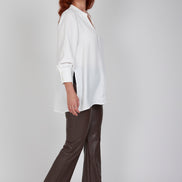 Camicia donna NY over in techno satin color latte