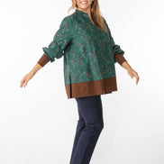 Camicia Paris fantasia fiori fondo verde