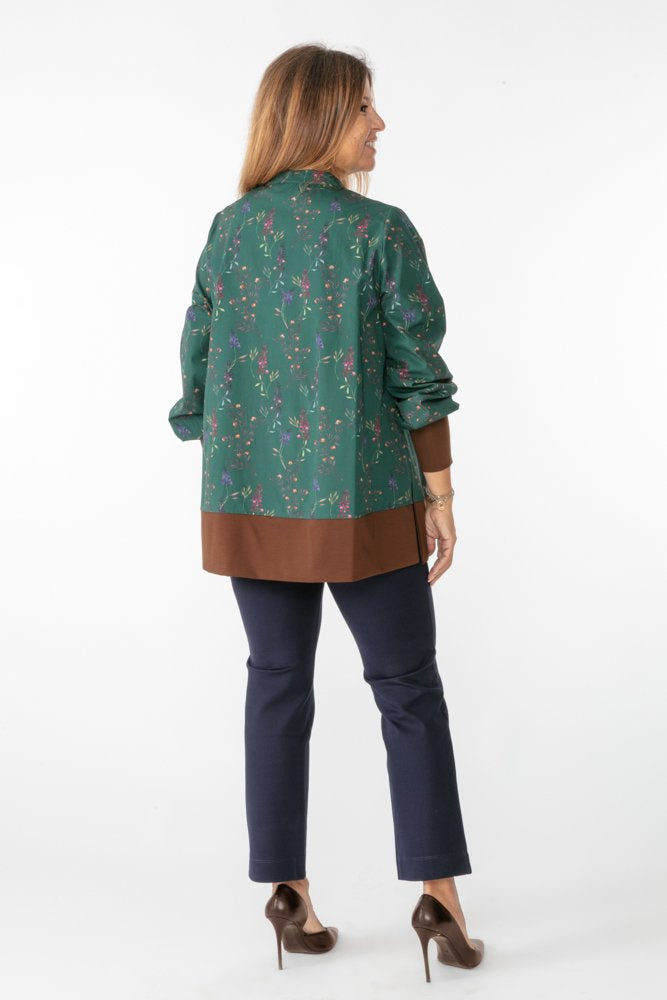 Camicia Paris fantasia fiori fondo verde