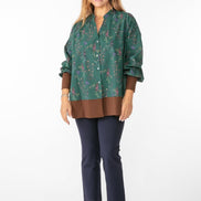 Camicia Paris fantasia fiori fondo verde