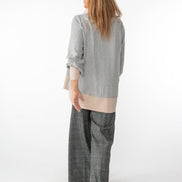 Camicia Paris pois lurex rosa su grigio
