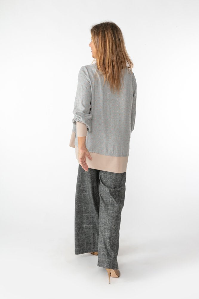 Camicia Paris pois lurex rosa su grigio