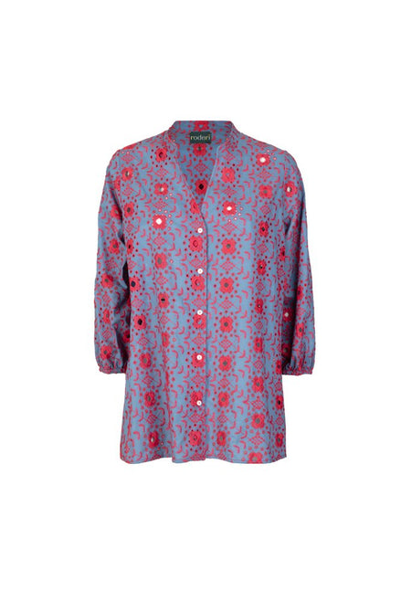 Camicia Vulcano san gallo azzurro e rosso