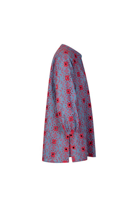 Camicia Vulcano san gallo azzurro e rosso