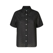 Camicia donna Torino in sangallo nero manica corta
