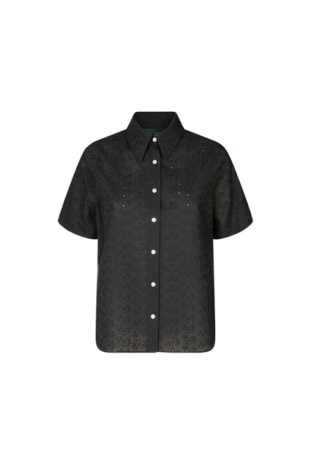 Camicia donna Torino in sangallo nero manica corta