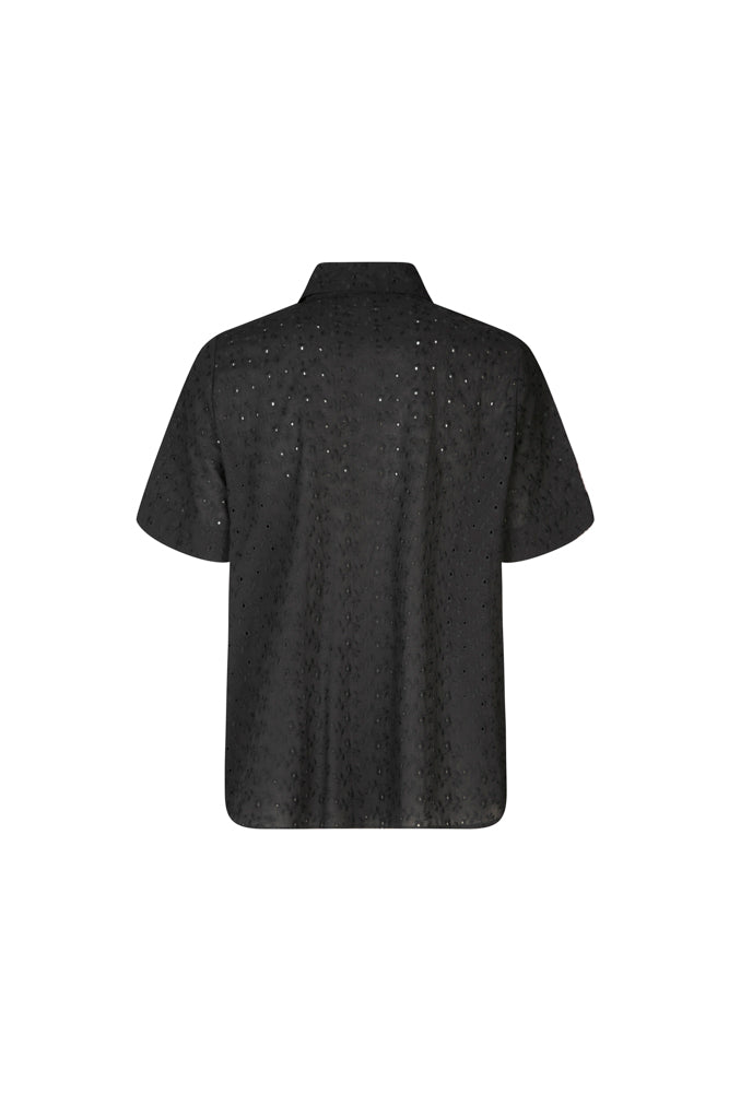 Camicia donna Torino in sangallo nero manica corta