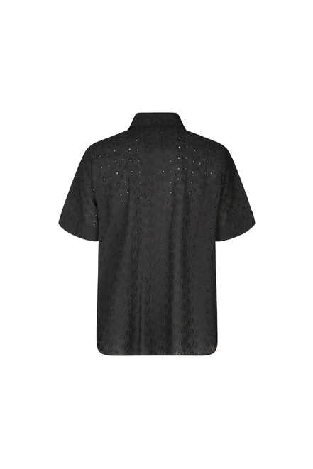 Camicia donna Torino in sangallo nero manica corta