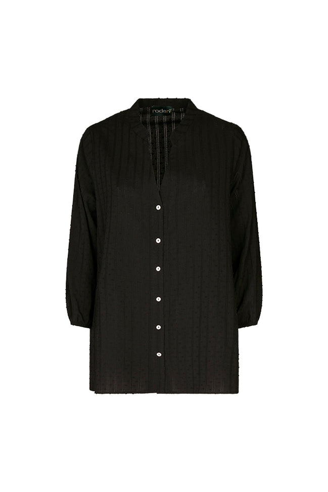 Camicia Vulcano nera in plumetis