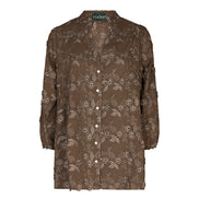 Camicia Vulcano ricamata tortora