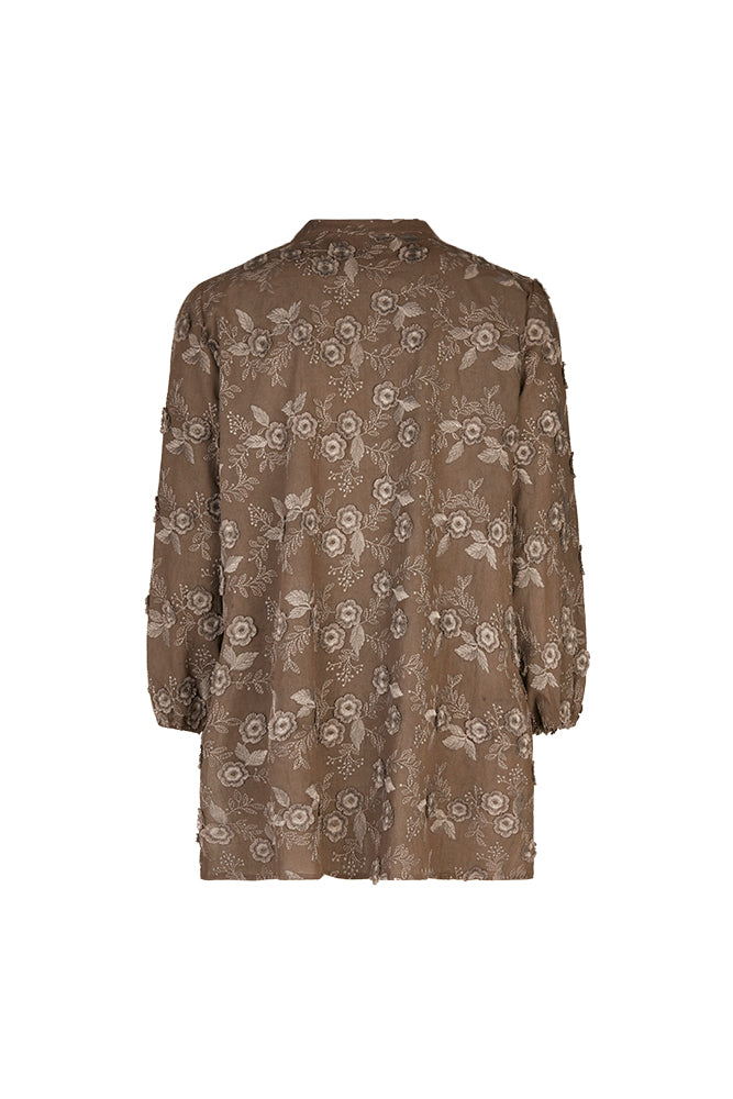 Camicia Vulcano ricamata tortora