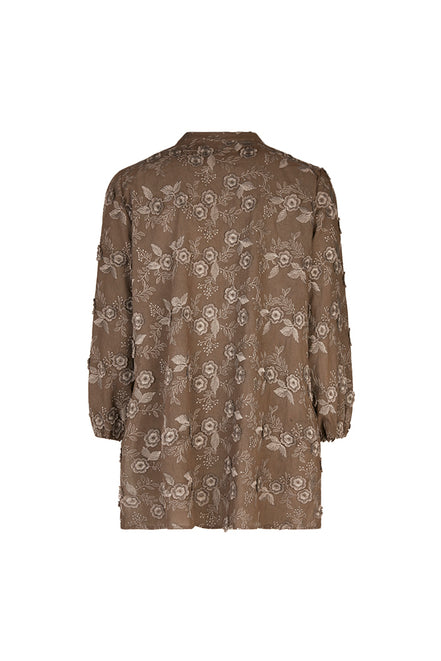 Camicia Vulcano ricamata tortora