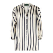Camicia donna Vulcano a righe panna e blu in viscosa