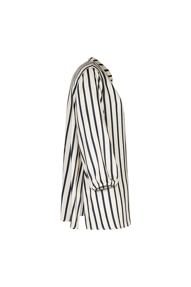 Camicia donna Vulcano a righe panna e blu in viscosa