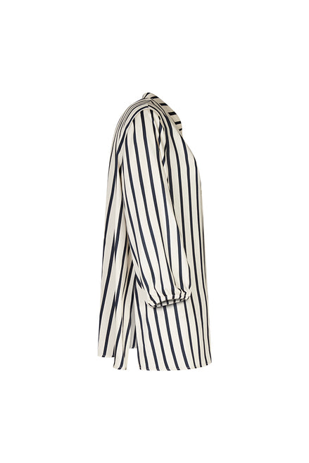 Camicia donna Vulcano a righe panna e blu in viscosa