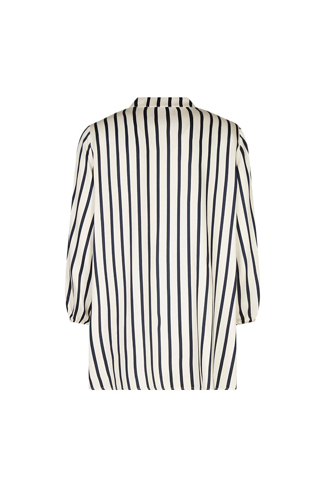 Camicia donna Vulcano a righe panna e blu in viscosa