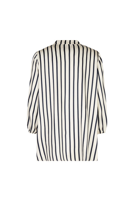 Camicia donna Vulcano a righe panna e blu in viscosa
