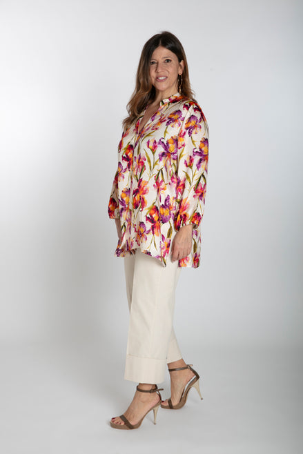 Camicia Vulcano fantasia seta ciclamino