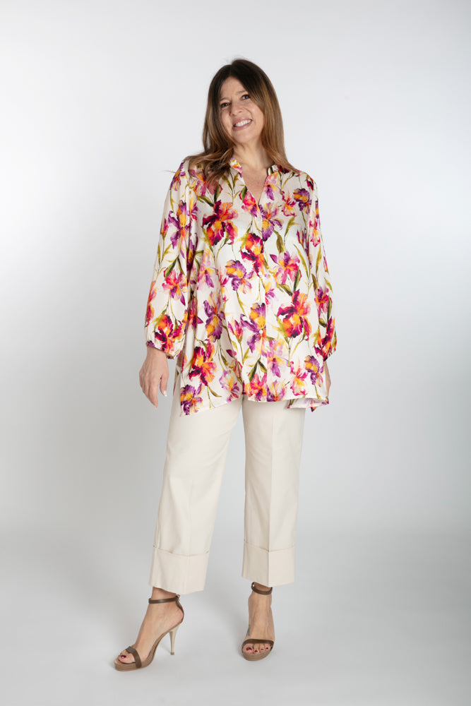 Camicia Vulcano fantasia seta ciclamino