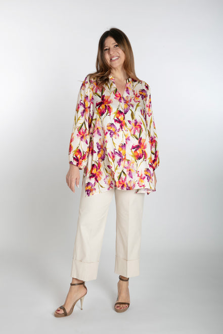 Camicia Vulcano fantasia seta ciclamino