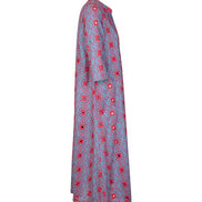 Ischia Dress in Light Blue and Red Broderie Anglaise