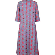 Ischia Dress in Light Blue and Red Broderie Anglaise