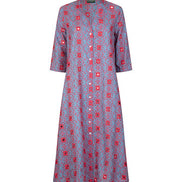 Ischia Dress in Light Blue and Red Broderie Anglaise