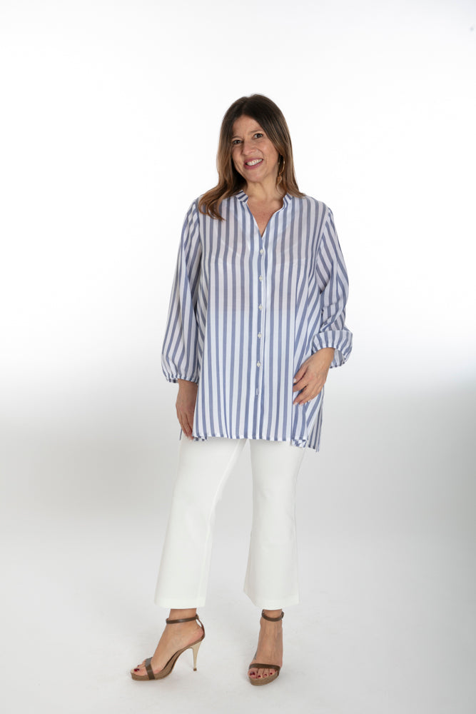 Camicia Vulcano riga bianca blu