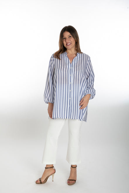 Camicia Vulcano riga bianca blu