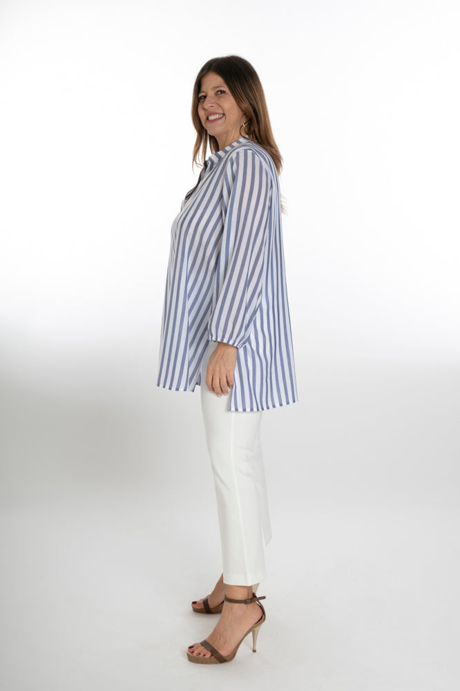 Camicia Vulcano riga bianca blu