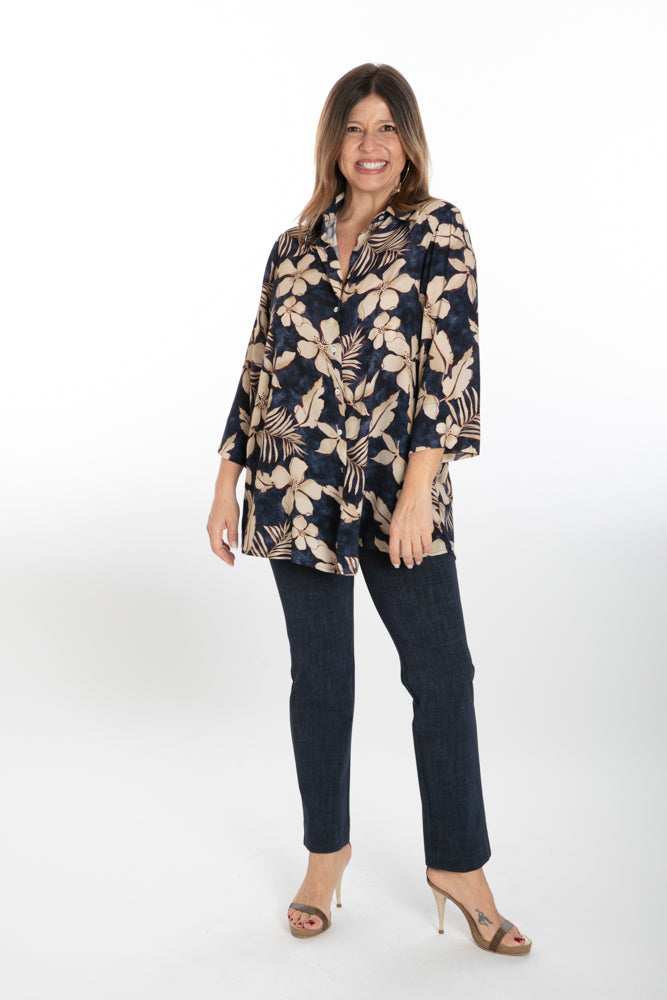 Camicia Milano fantasia fiori blu e vino