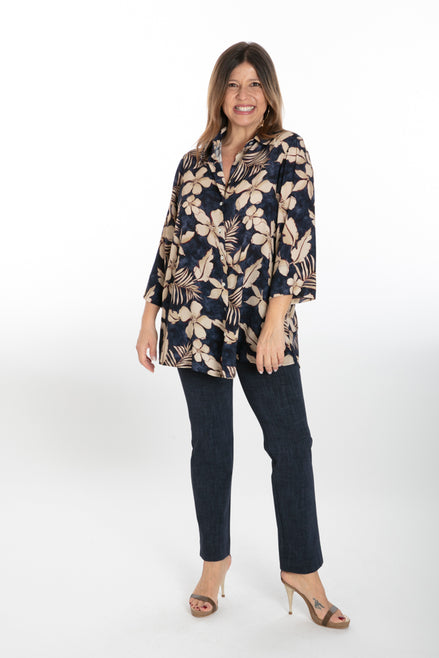 Camicia Milano fantasia fiori blu e vino
