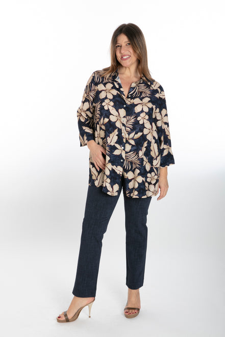 Camicia Milano fantasia fiori blu e vino