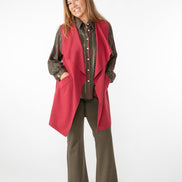 Camicia London a righe rosse su verde muschio