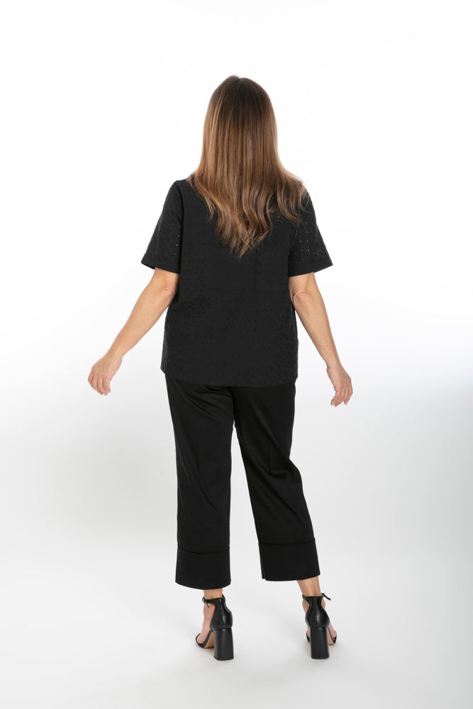 Panta Havana cotone nero con baschina