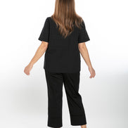 Camicia donna Torino in sangallo nero manica corta