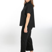 Panta Havana cotone nero con baschina
