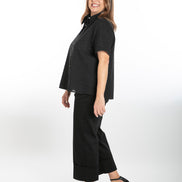Camicia donna Torino in sangallo nero manica corta