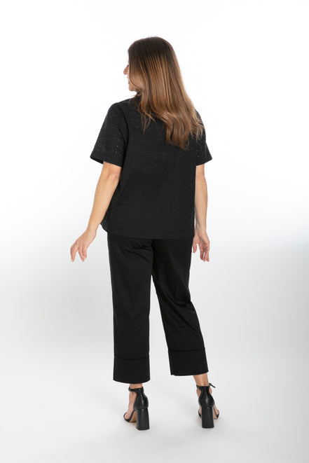 Panta Havana cotone nero con baschina