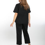 Camicia donna Torino in sangallo nero manica corta