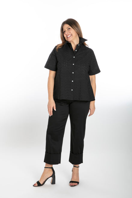 Panta Havana cotone nero con baschina