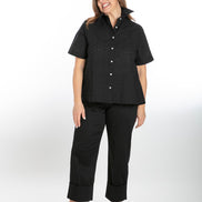 Camicia donna Torino in sangallo nero manica corta
