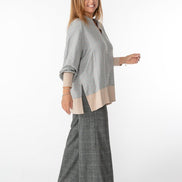 Camicia Paris pois lurex rosa su grigio