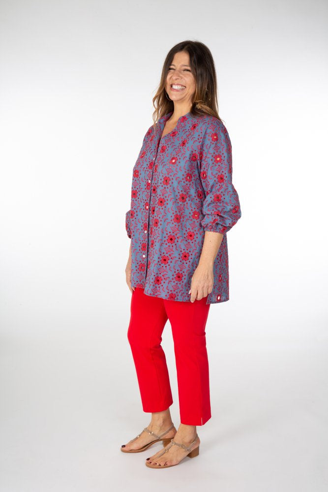 Camicia Vulcano san gallo azzurro e rosso