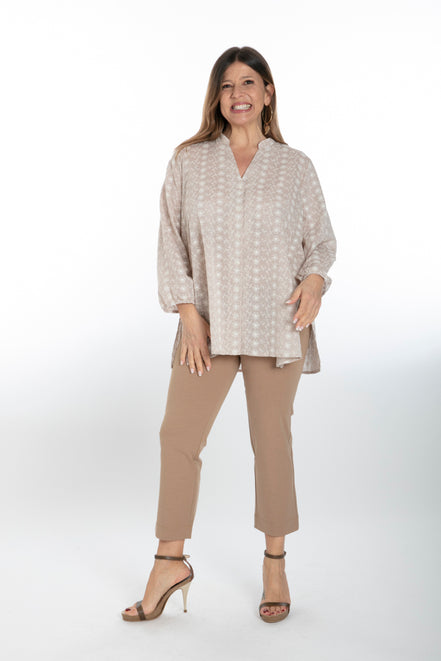 BB Trousers in Latte Cotton with Baschina Waistband