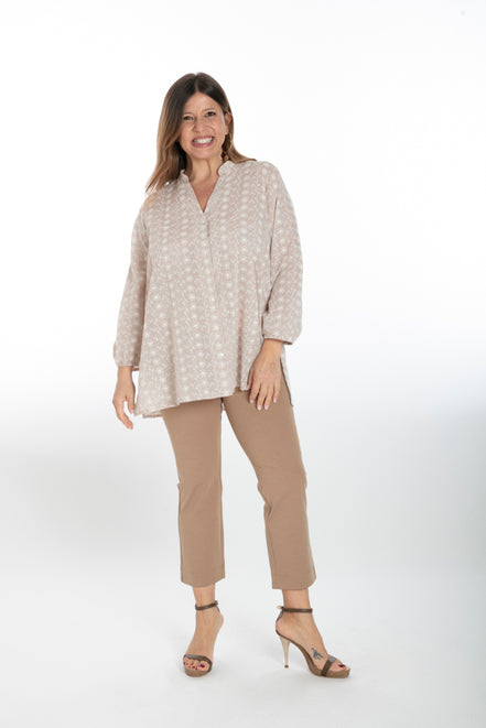 BB Trousers in Latte Cotton with Baschina Waistband