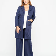 Panta Firenze gessato blu con baschina