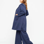 Panta Firenze gessato blu con baschina