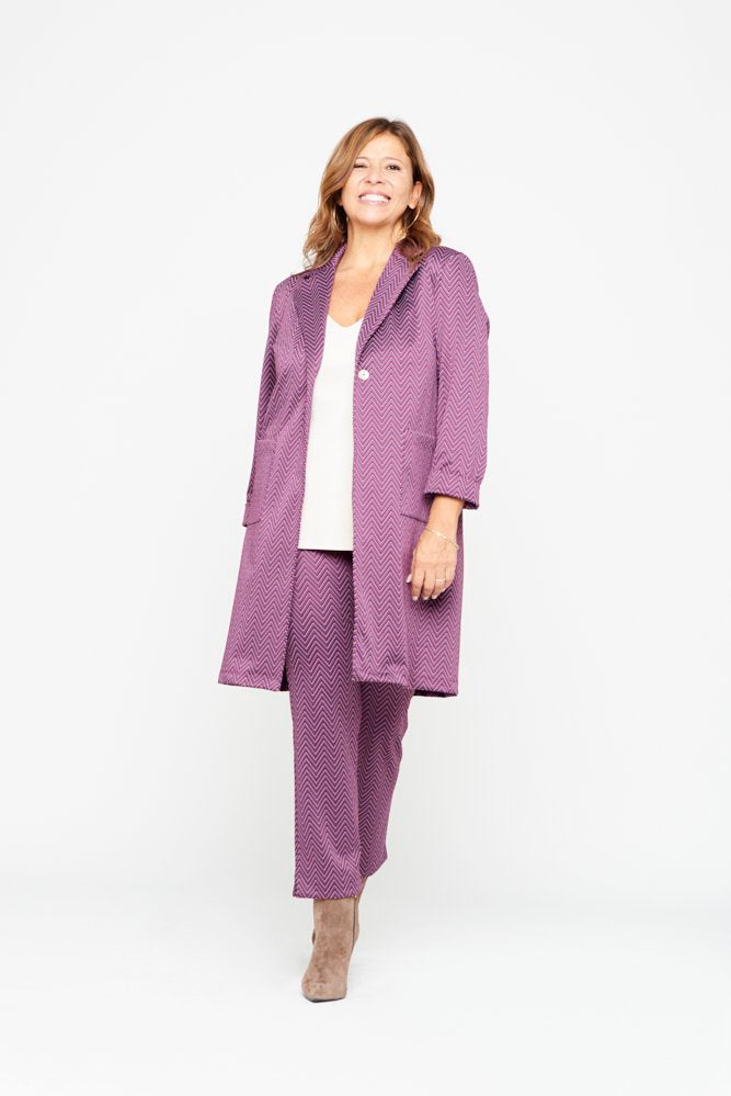 Procida Jacket in Purple Herringbone