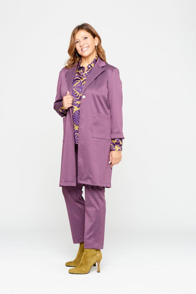 Procida Jacket in Purple Herringbone